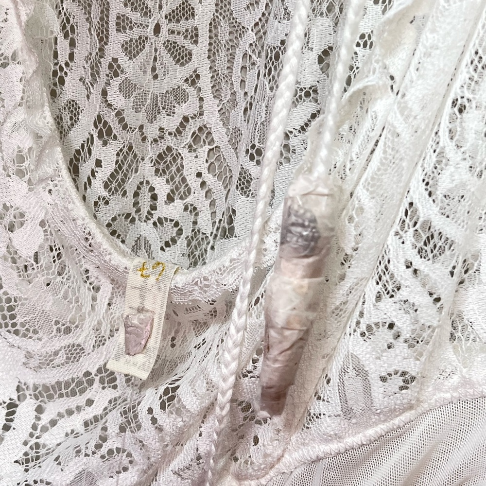 NEW Free People Intimately Ready To Party Ivory White Lace Sequin Bodysuit Sz M - Picture 6 of 10